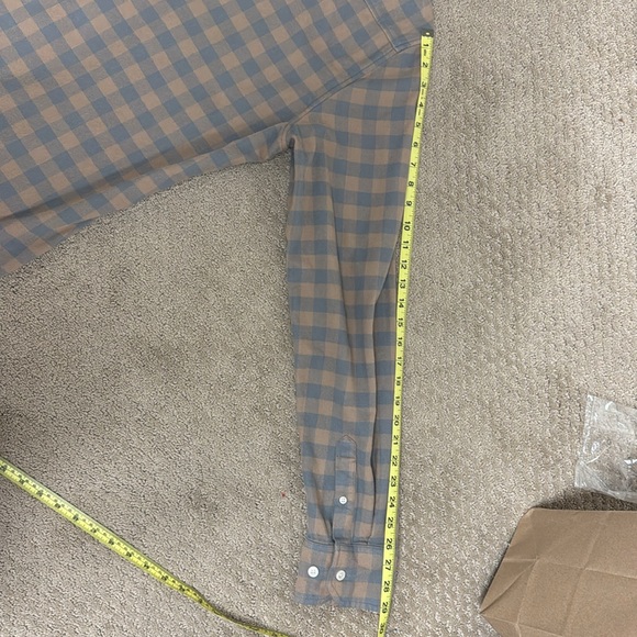 Men's Casual Plaid Shirt - Tan and Gray - Picture 7 of 7